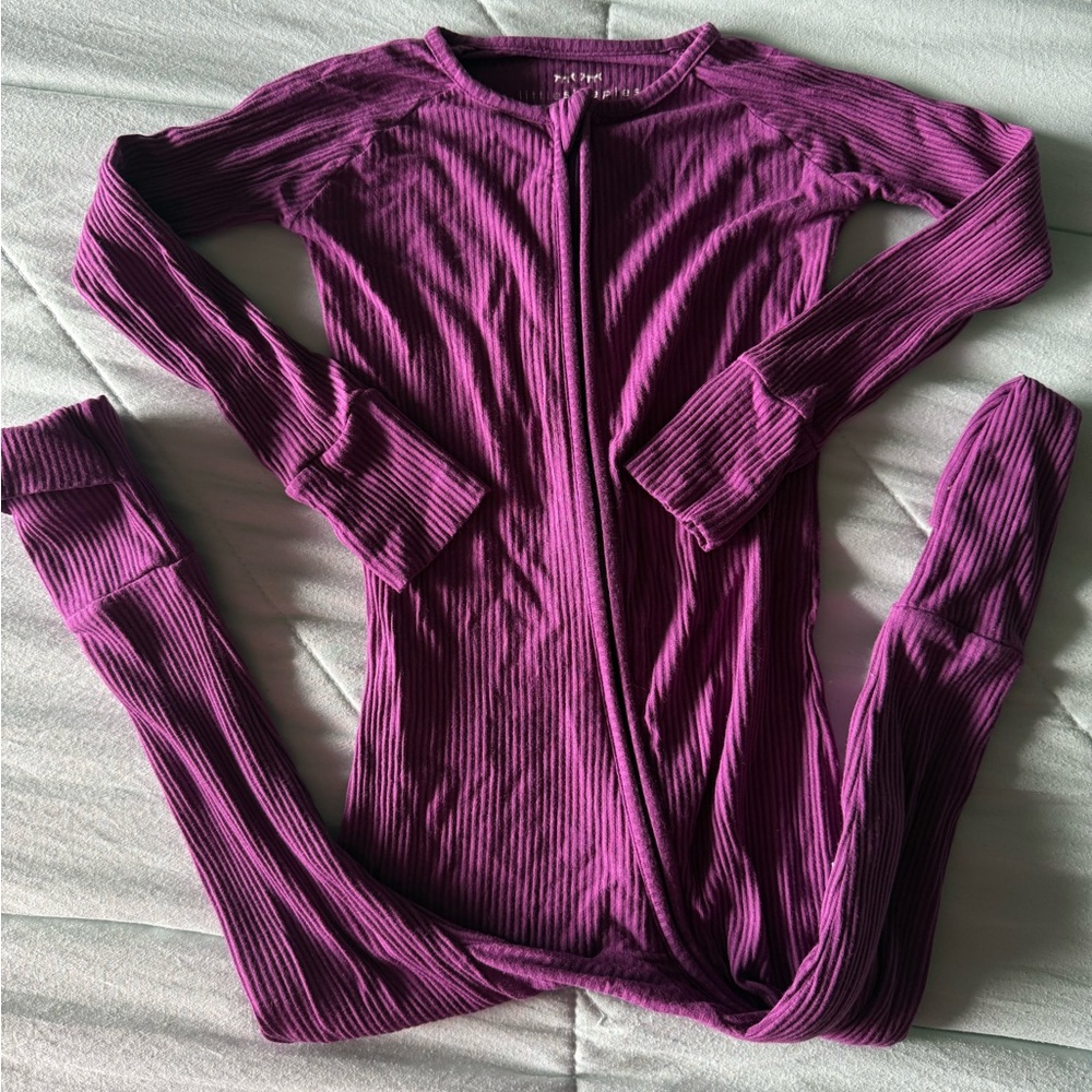 Little Sleepies Plum Ribbed Baby Pjs
